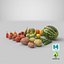 3D fruits vegetables hi polys