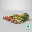 3D fruits vegetables hi polys