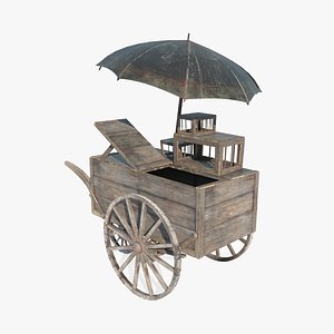 Old style roadside vendor cart 3D model