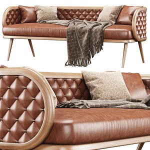 3D Victoria leather three-seater restaurant sofa LC15
