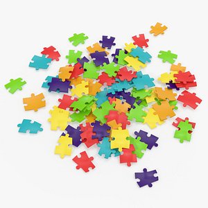 colored puzzle pieces 3D model