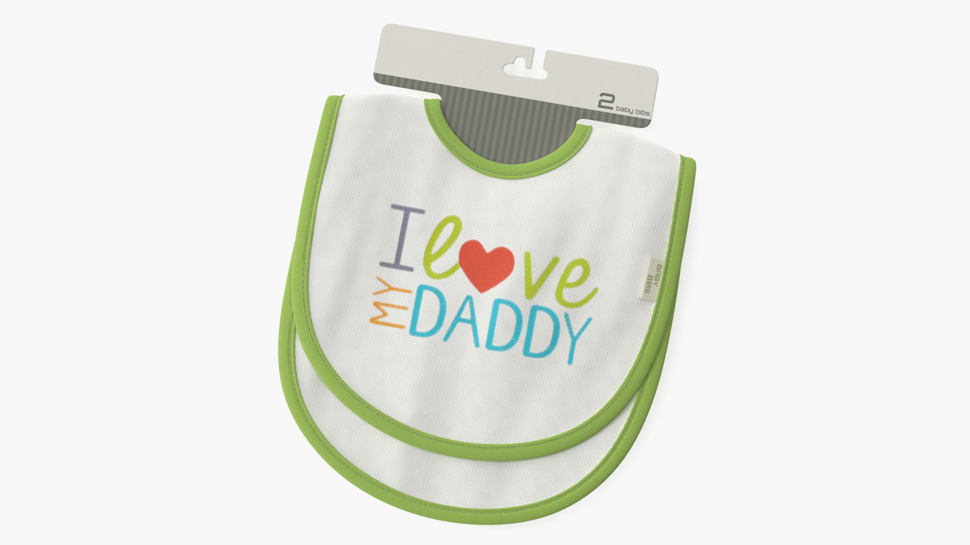 Hanger with Two Baby Bibs I Love My Daddy 3D model preview