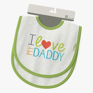 3D model Hanger with Two Baby Bibs I Love My Daddy
