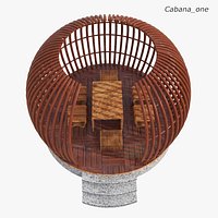 Modern Wooden Spherical Cabana 3D Model
