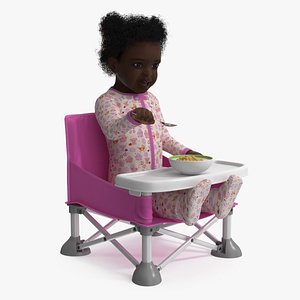 3D Portable Toddler Feeding Seat with Small Girl model
