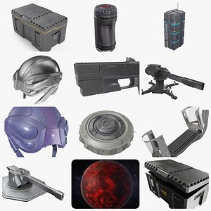Sci-Fi Weapons, Props, and Environment 3D Model Bundle