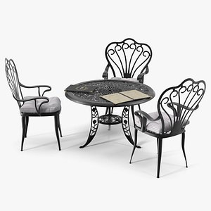 Outdoor Table with Restaurant Menu model