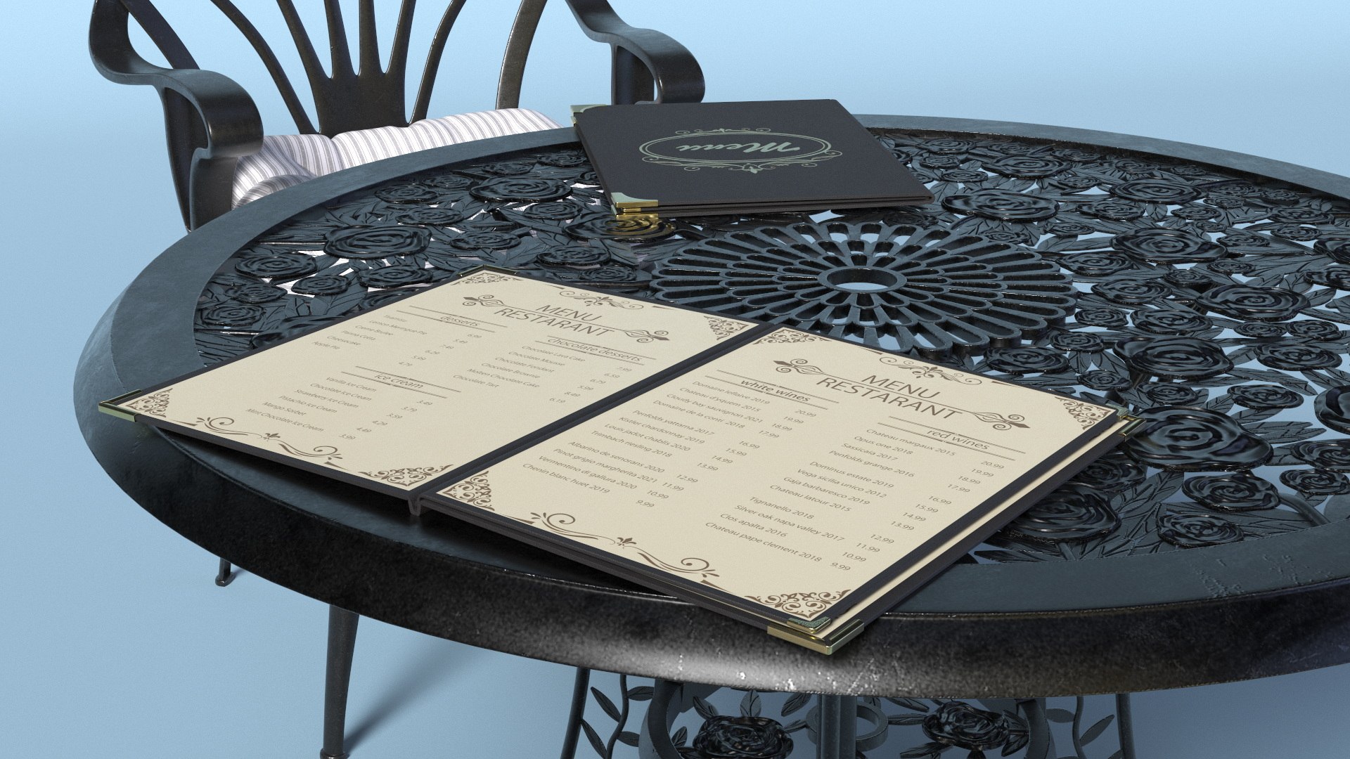 Outdoor Table With Restaurant Menu Model - TurboSquid 2387444