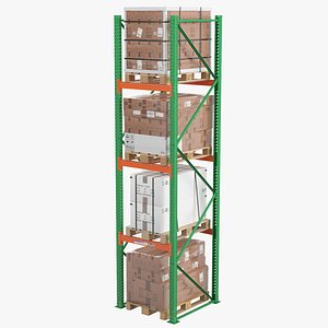 3D model Warehouse Shelf With Pallets