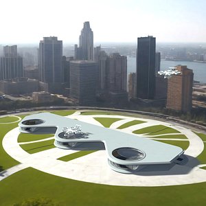 Drone Port with Passenger Aircrafts 3D model