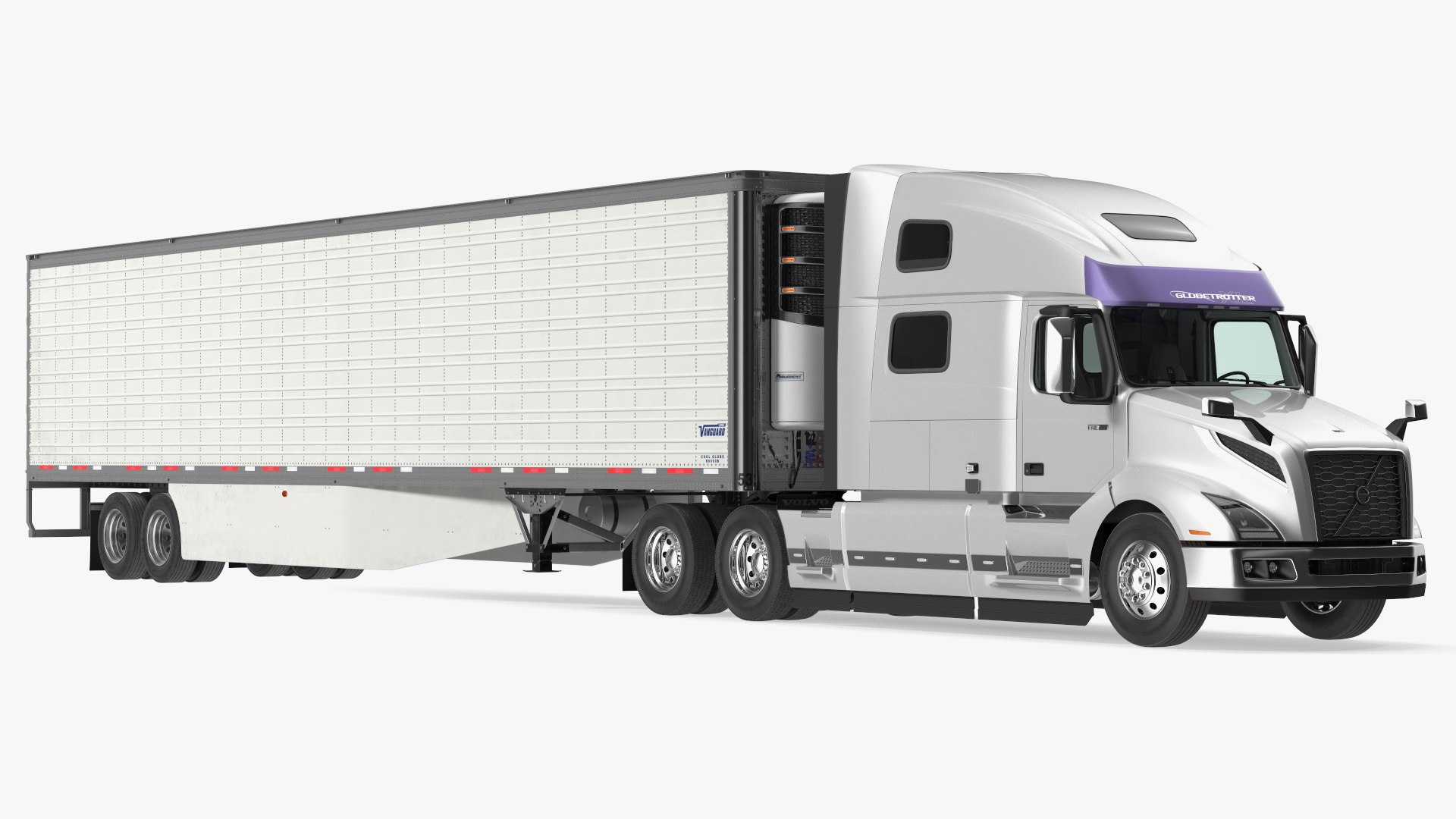 Volvo VNL 860 Truck with Vanguard Reefer Trailer Rigged 3D model preview