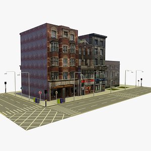 3d city block 1 street model