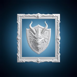 Dragon Emblem Frame Fantasy Wall Art 3D Print Model