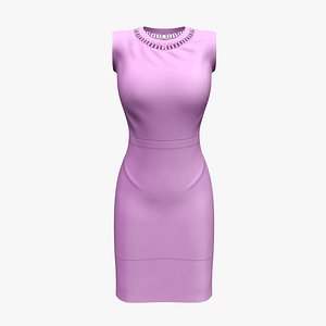 Scallop Neck Pencil Skirt Sleveless Dress 3D model