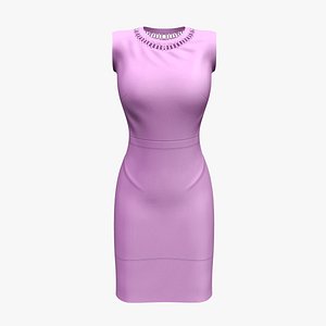 Scallop Neck Pencil Skirt Sleveless Dress