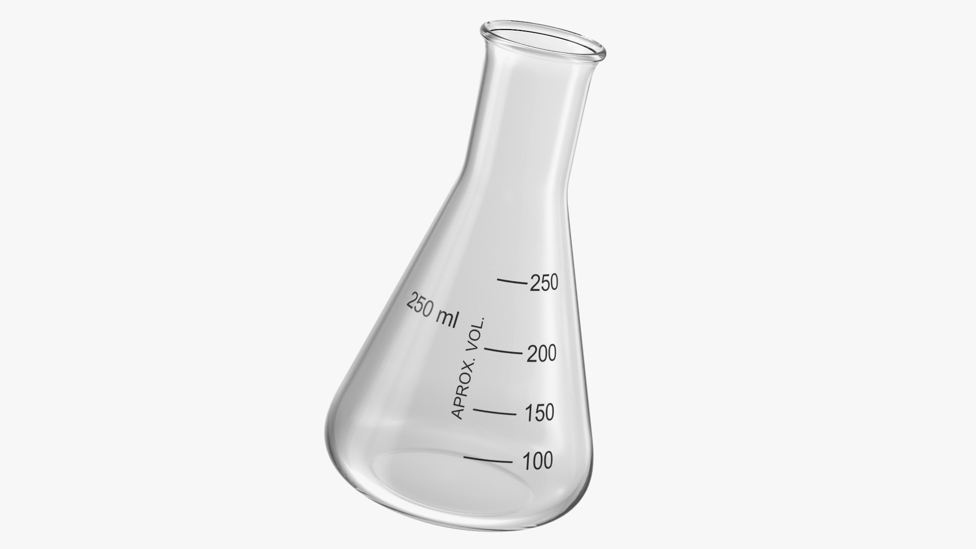 Narrow Mouth Erlenmeyer Flask with Flat Bottom 3D model preview