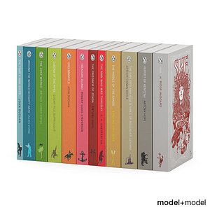 colorful children books set 3d model