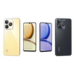 3D Realme C53 Black And Yellow Low Poly