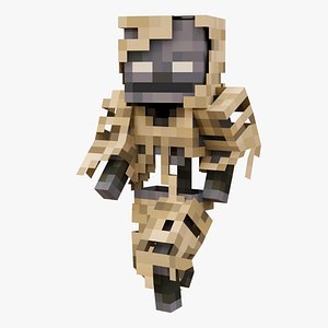 Minecraft Parched Desert Skeleton Rigged 3D Model Game Ready 4K PBR