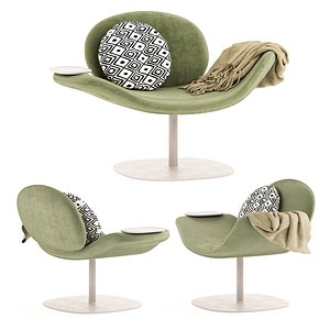 3D DOVE NATUZZI armchair with throw blanket and cushion