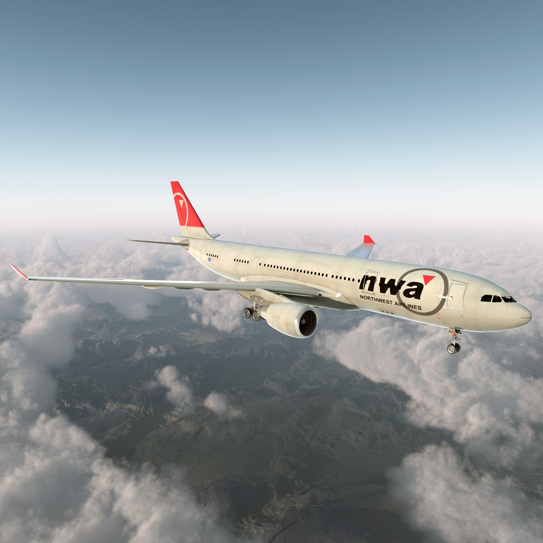 Airbus A330-P2F Northwest Airlines 3D Model 3D model preview