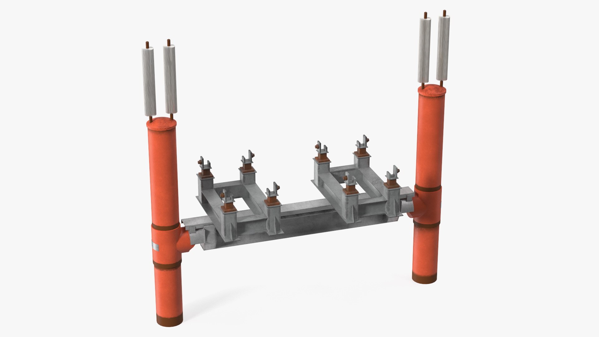 Gas Pipeline Double Support 3D model preview