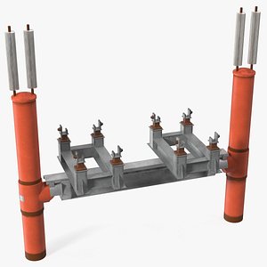 Gas Pipeline Double Support 3D model