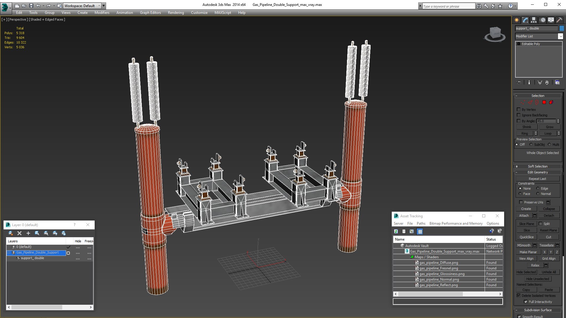 Gas Pipeline Double Support 3D model - TurboSquid 1900299