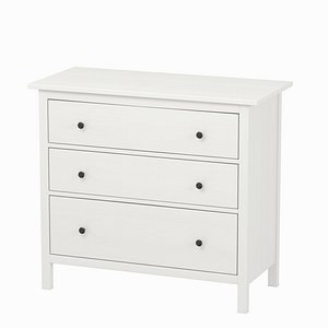 Hemnes Chest of 3 drawers white stain PBR 3D model