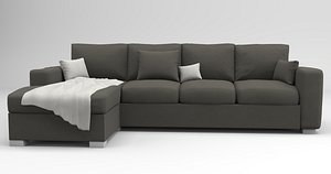 Modern L Shaped Sectional Sofa with Chaise High Quality 3D Model