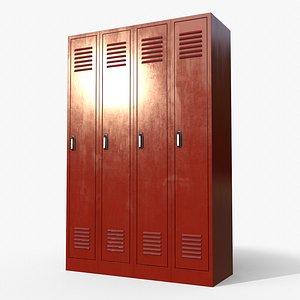 PBR School Gym Locker 02 - Red 3D model