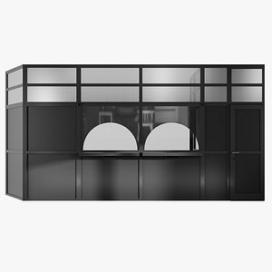 3D Bank teller area cash desk currency exchange cashier