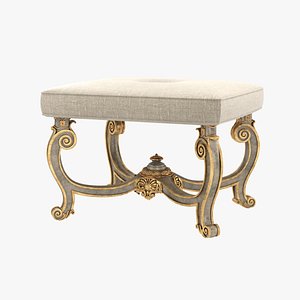 bench baroque style carved 3d max