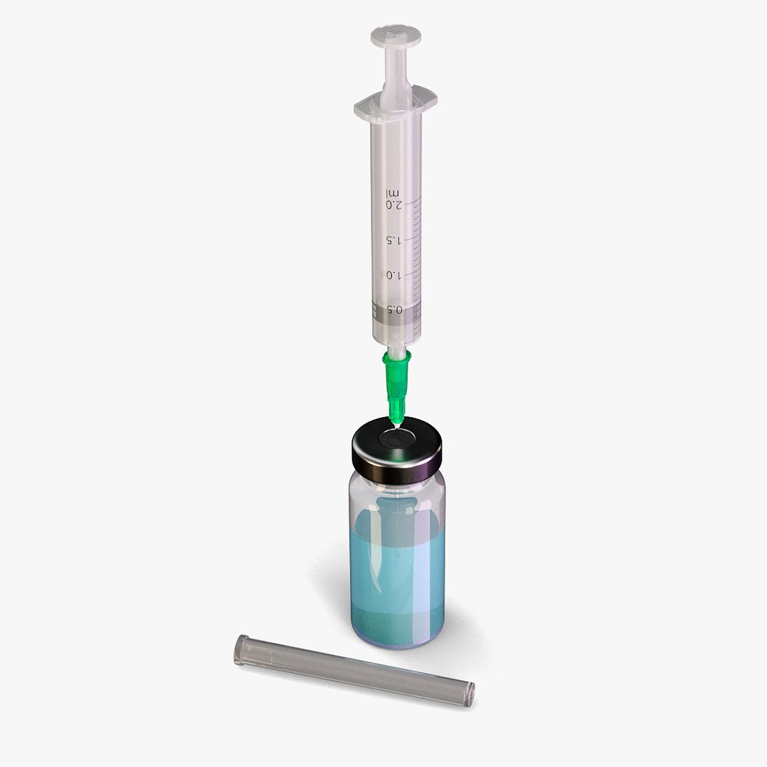 Glass Serum Vial with Syringe 3D model preview