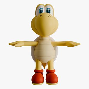 Red Turtle Koopa Troopa Fly Super Mario Assets 3D model