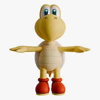 Red Turtle Koopa Troopa Fly Super Mario Assets 3D model
