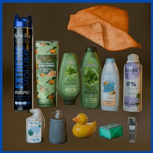 3D Bathroom Items Set REALISTIC  LOW-POLY model