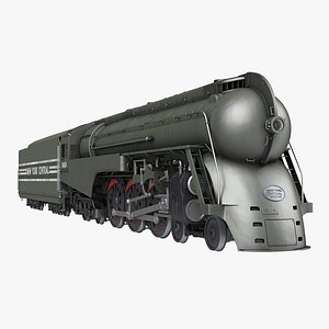 NYC Dreyfuss Hudson Steam Train Rigged 3D Model