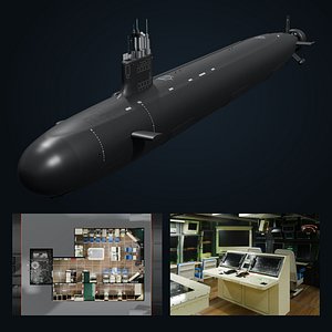 Virginia Class Submarine with Accessible Command Room Interior