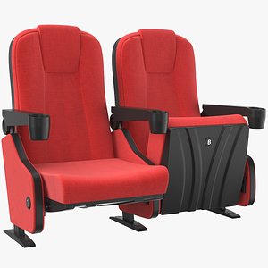 3D Detailed Cinema Theater Chair Red