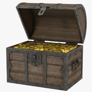 Treasure chest with gold | 3D model