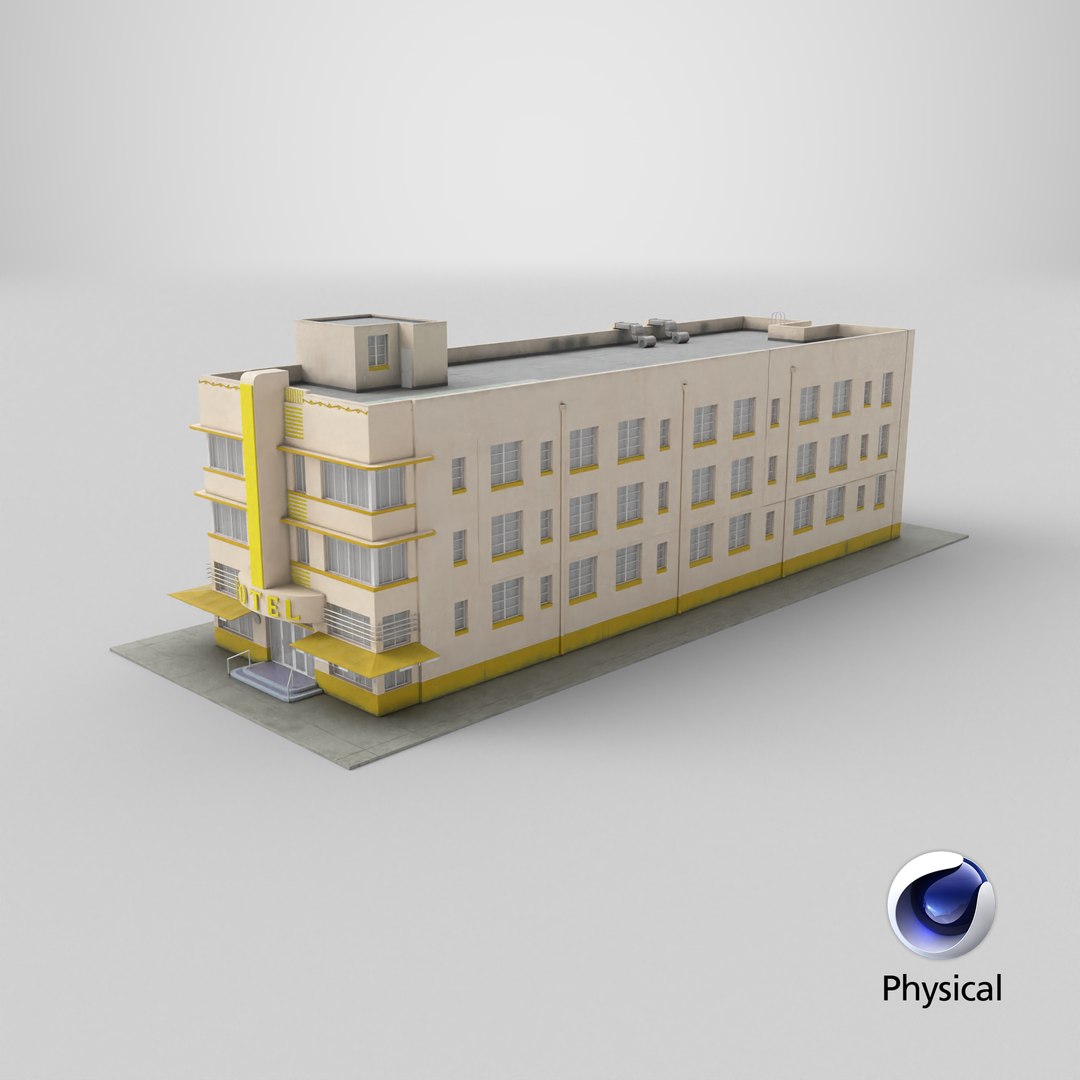 3D Miami Yellow Hotel Building Simplified Model - TurboSquid 2639719