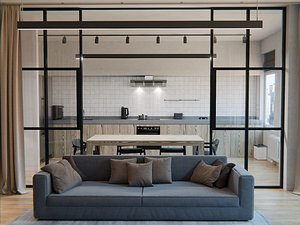 3D Apartment interior with furniture