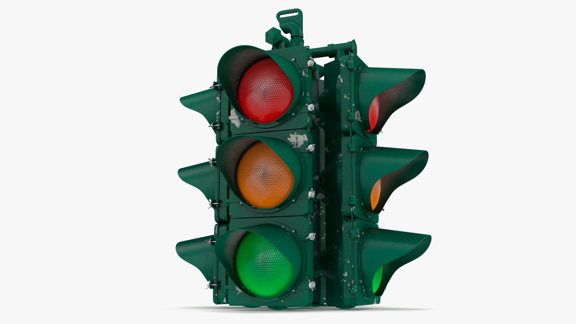 Vintage 4 Way Traffic Light 3D model preview