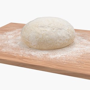 fresh raw dough wooden board 3D model