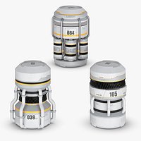 Sci-Fi Triple Energy Reactor Capsule Set with Vent Grilles White