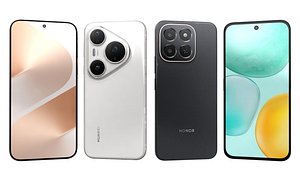 3D Honor X6c Black And Huawei Pura 80 Pro White