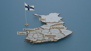 Finland detailed Map with Animated Flag