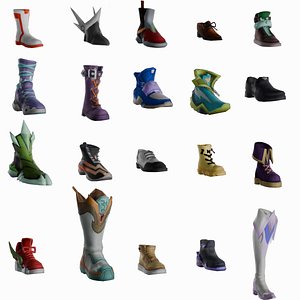 3D 20 STYLIZED SHOE MODELS PACK 1 - LOW POLY