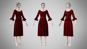 Dress 03 Burgundy Velvet With Design